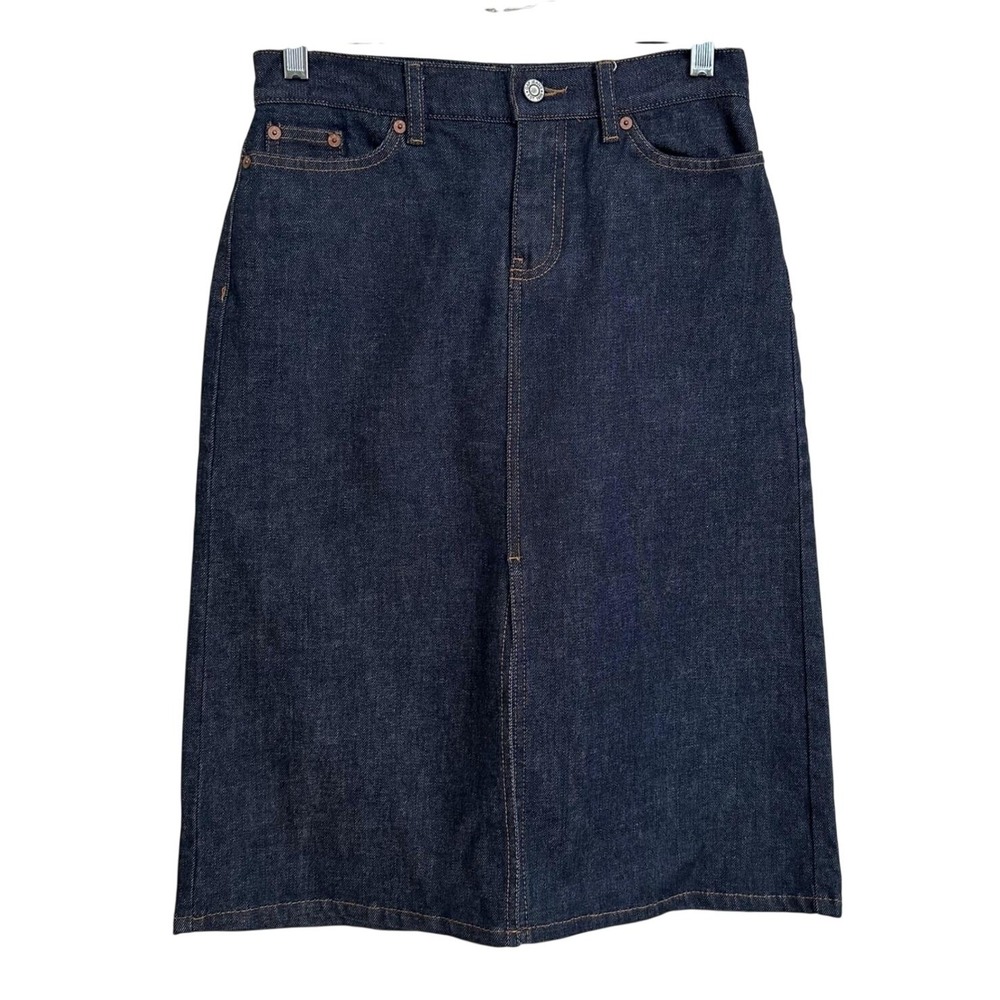 Vintage Y2K GAP Jeans Dark Wash Stretch Denim Pencil Midi Skirt Size 1